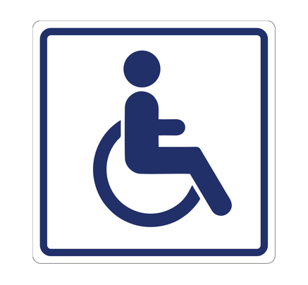 Плоскостной знак Доступность для инвалидов на креслах-колясках 100х100 синий на белом