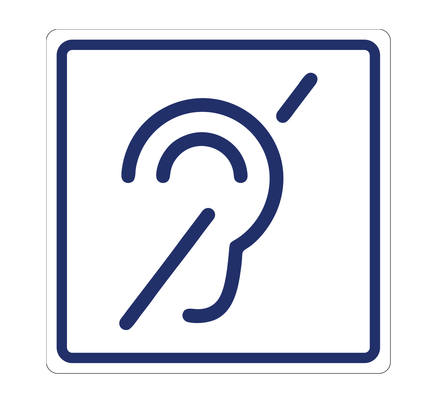 Плоскостной знак Доступность для инвалидов по слуху 150х150 синий на белом