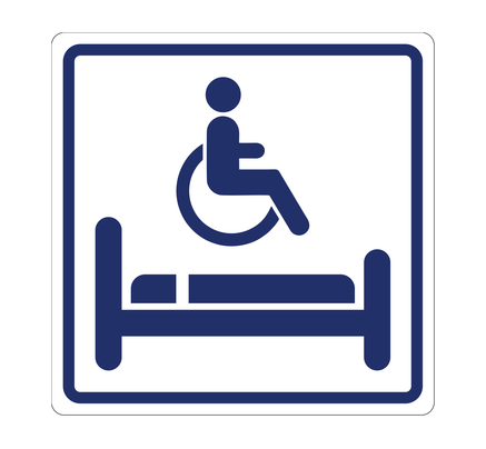 Плоскостной знак Комната длительного отдыха для инвалидов 250х250 синий на белом