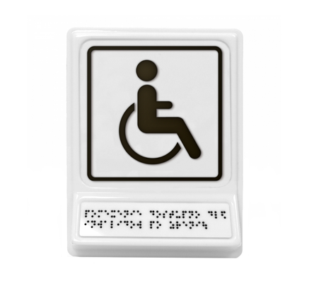 Тактильная пиктограмма с наклонной зоной. Знак доступности для инвалидов-колясочников. 240х180х30 черная на белом фоне