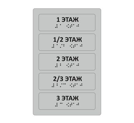 Тактильные наклейки на поручни (номера этажей, 5 шт) Серебристый