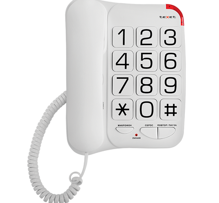 Телефон проводной с крупными кнопками Texet TX-201