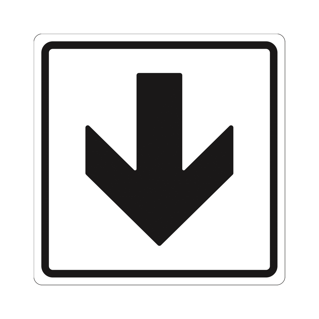 Плоскостной знак направления движения Прямая стрелка 250х250 черный на белом