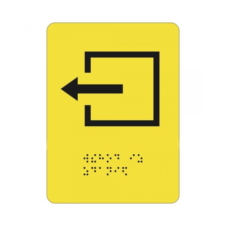 Тактильная пиктограмма СП10 Выход из помещения 110х150 ПВХ Дублирование шрифтом Брайля