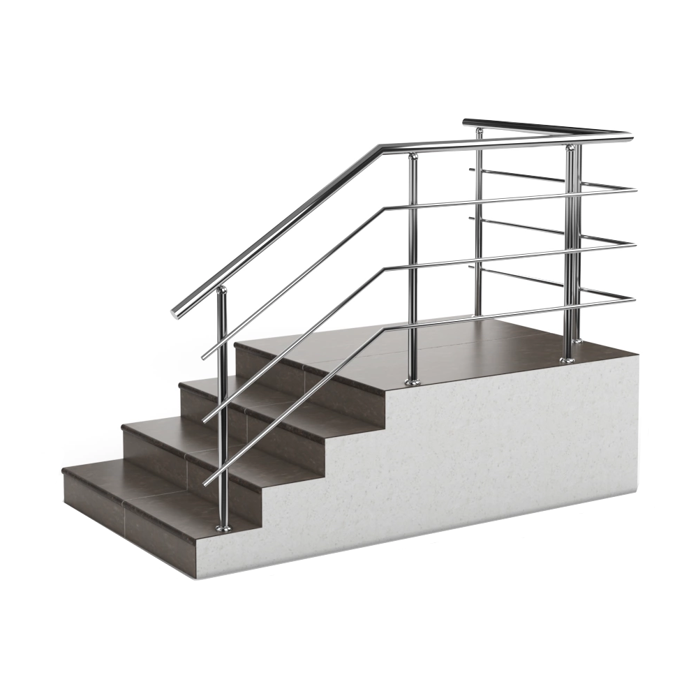 Перила на стойках с 3 ригелями