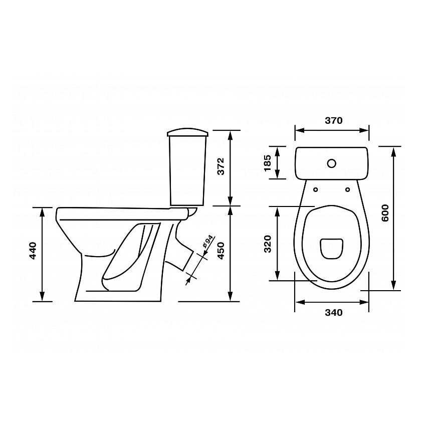Унитаз для инвалидов PRS-01 с откидным поручнем