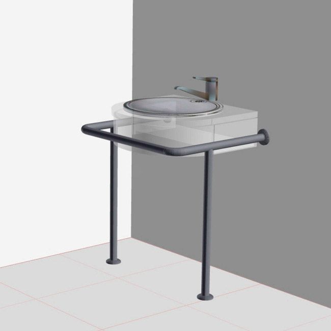 Поручень для раковины напольно-настенный с защитой слива