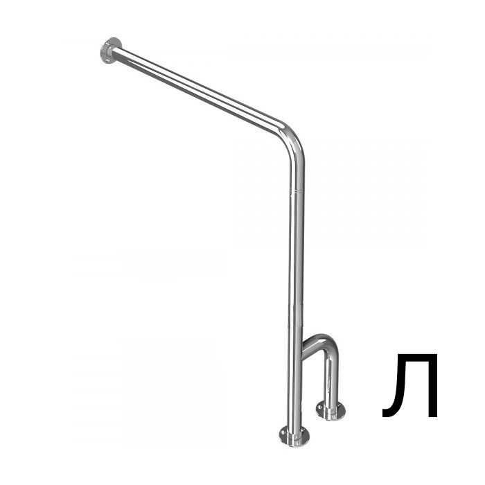 Поручень для санузла с двойной опорой к стене и полу, левый
