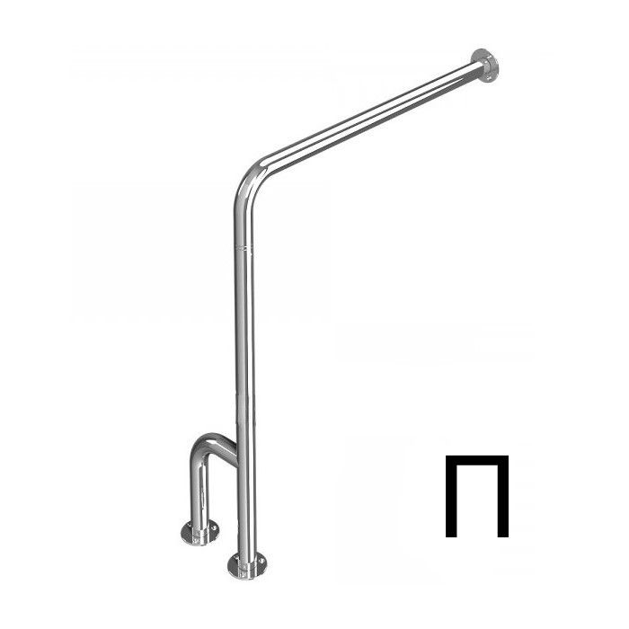 Поручень для санузла с двойной опорой к стене и полу, правый
