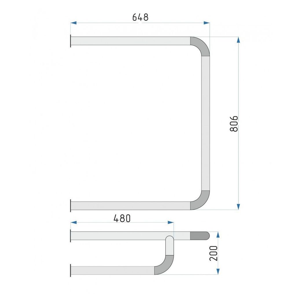Поручень из нержавеющей стали для раковины с опорой к стене