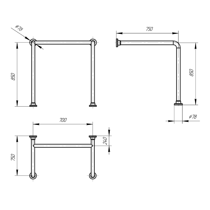 Поручень напольно-настенный для унитаза