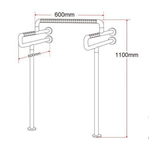 Поручень HS-004 U-образный для туалетов/писсуаров с креплением к полу