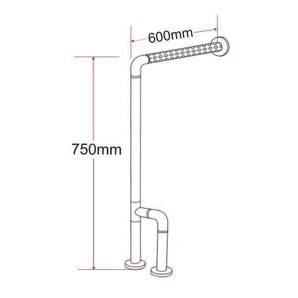 Поручень HS-028 угловой желтый для туалетов/писсуаров с креплением к полу