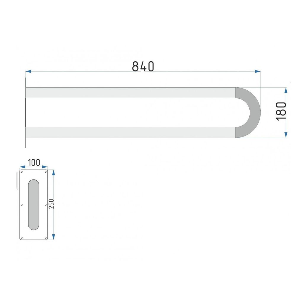 Поручень стальной для унитаза стационарный. L-840 мм