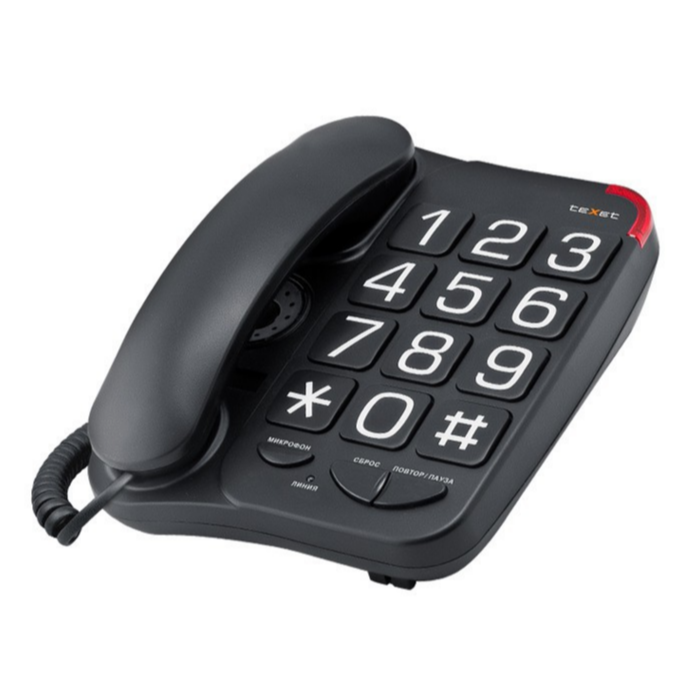 Телефон проводной с крупными кнопками Texet TX-201