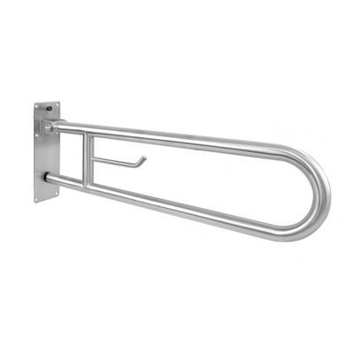 Поручень для унитаза откидной L-840 мм с бумагодержателем
