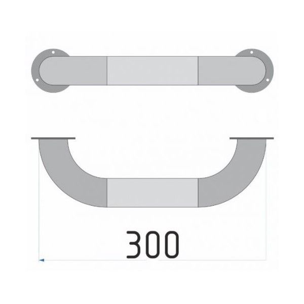 Опорный стальной поручень для ванны и туалета прямой 300мм