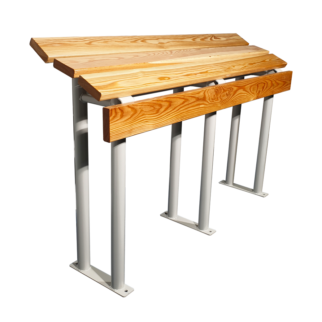 Скамья для инвалидов с деревянными рейками из окрашенной стали