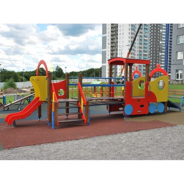 Игровой комплекс "Паровозик с вагончиком и горкой"