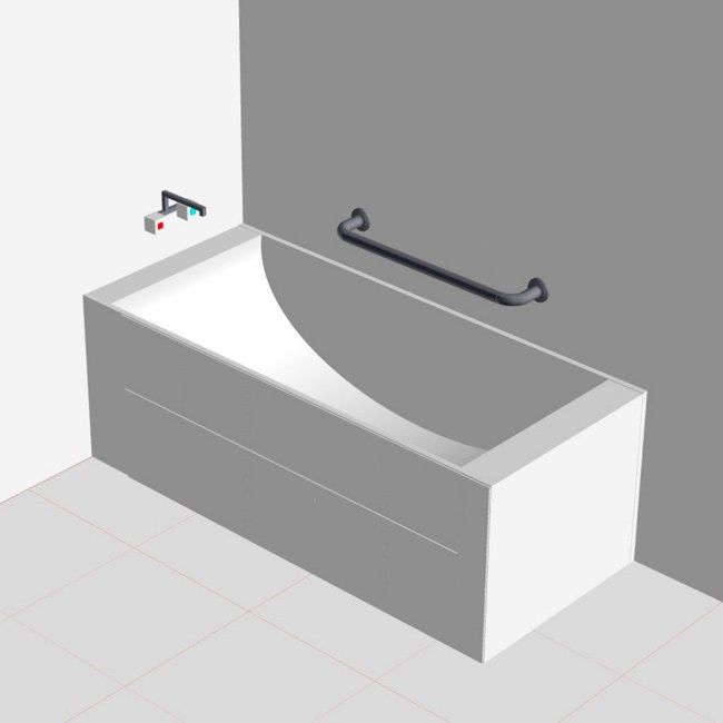 Опорный стальной поручень для ванны и туалета прямой 300мм