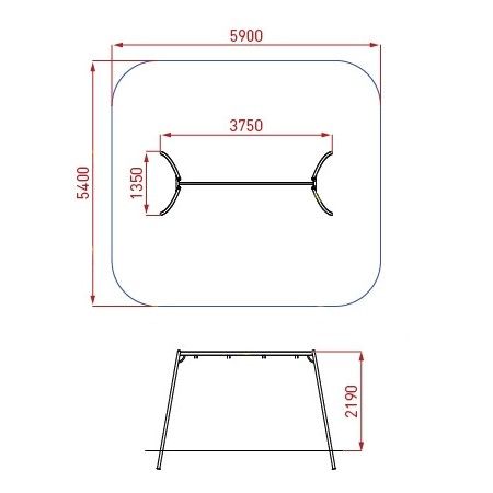 Качели металлические двойная рама тип-2