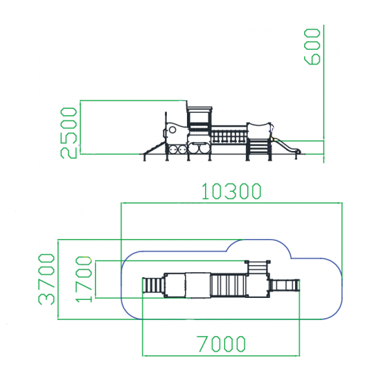 Игровой комплекс "Паровозик с вагончиком и горкой"