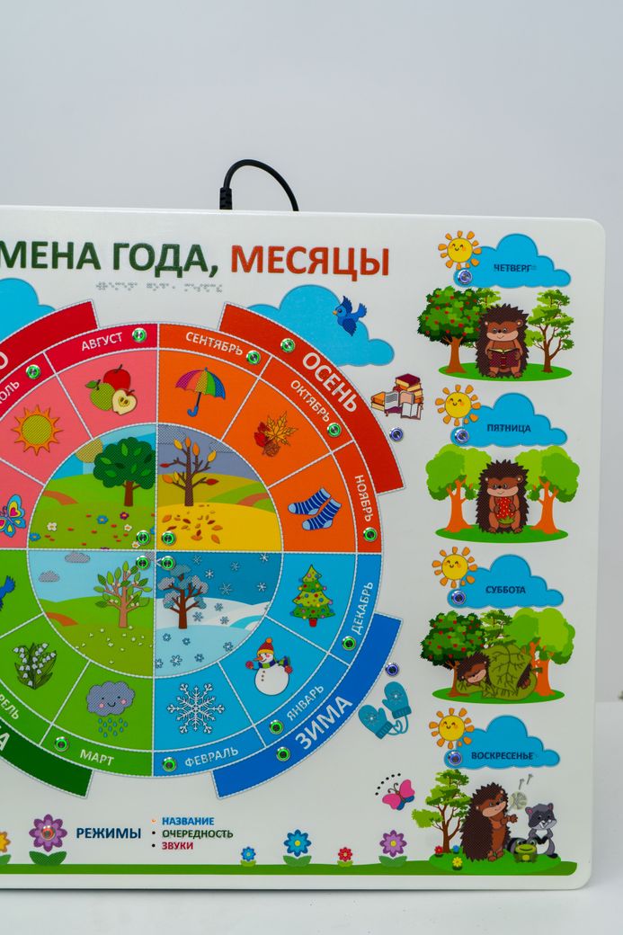 Стенд тактильно-звуковой обучающий Времена года 840х640