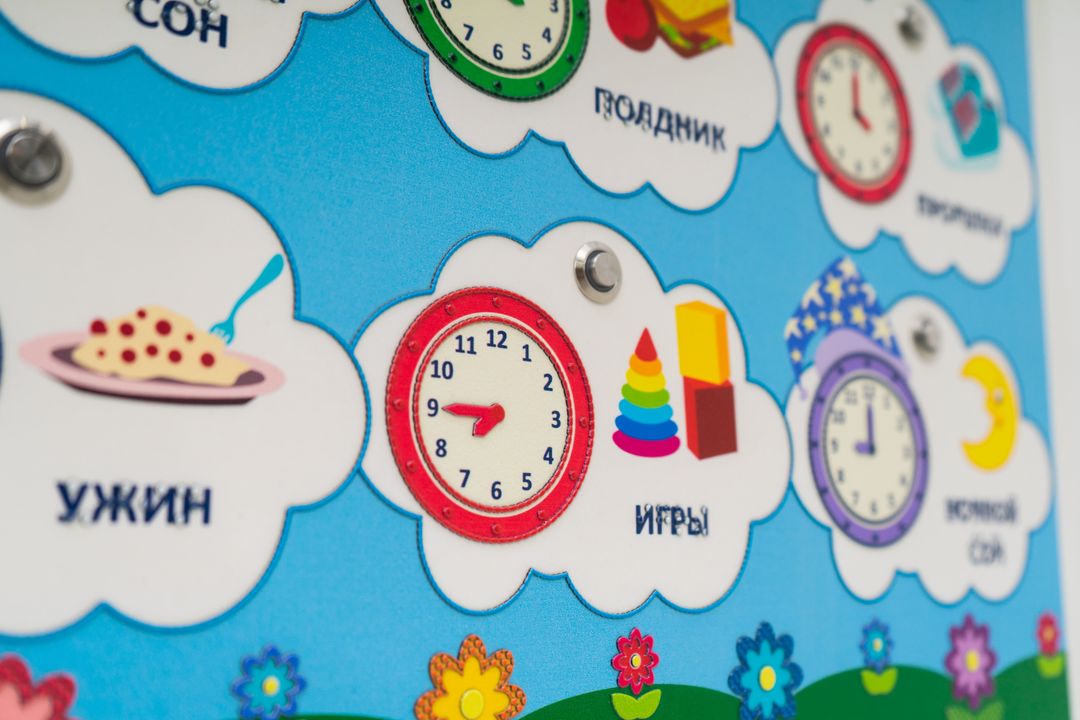 Стенд тактильно-звуковой обучающий Веселое время с индукционной системой 840х640