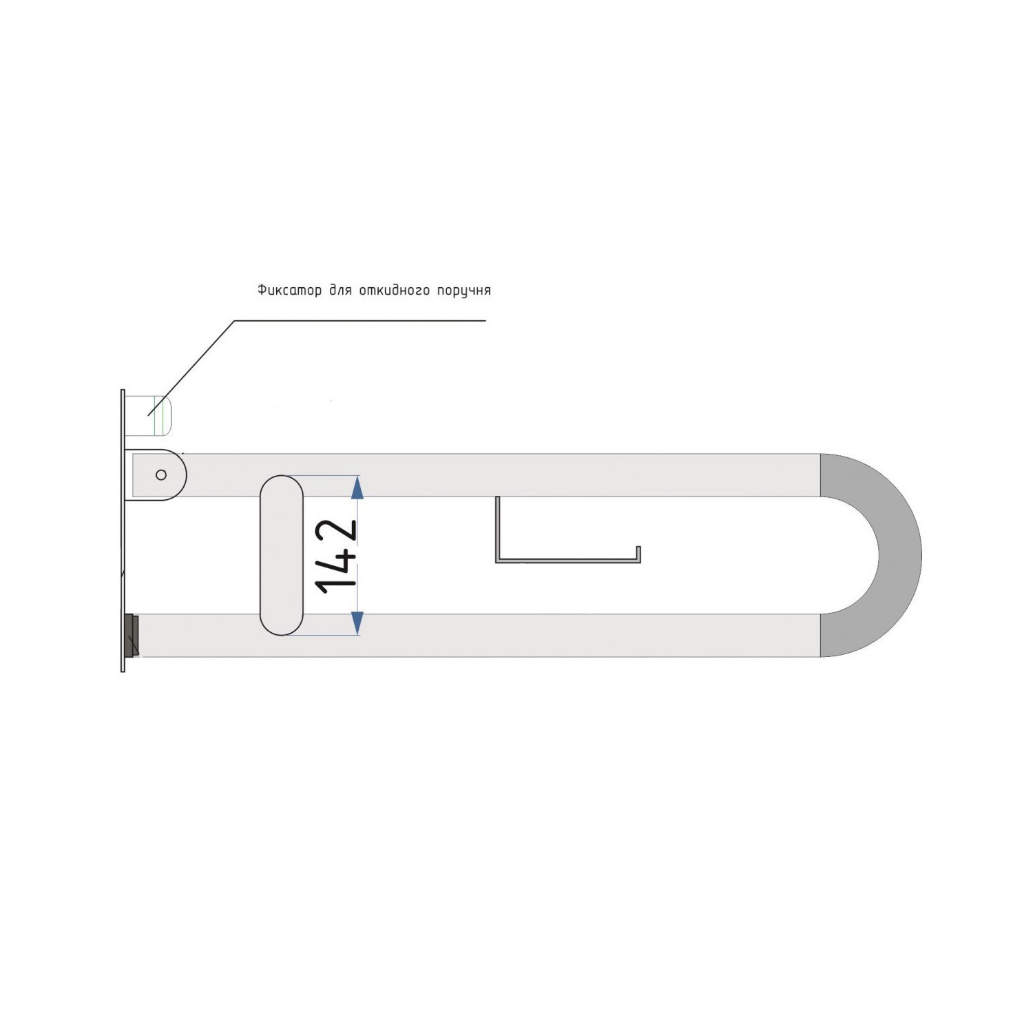 Поручень реабилитационный откидной для установки около унитаза размеры 700х700 мм
